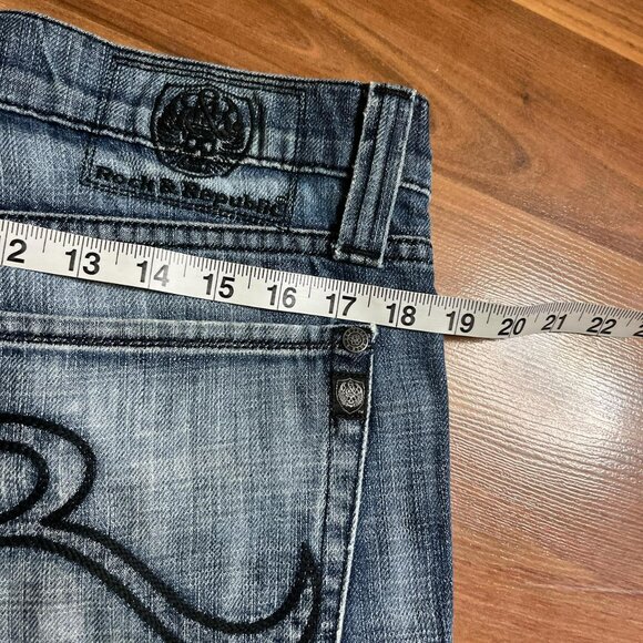 Rock & RepublicBlue Denim Straight Leg Jeans with Faded and Distressed Detail - Picture 8 of 8